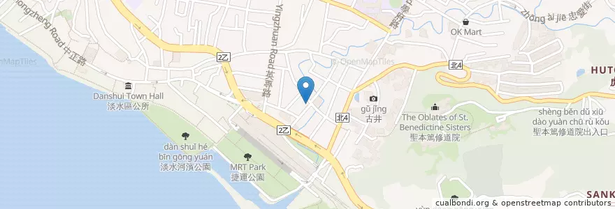 Mapa de ubicacion de 淡水第一家招牌羊肉羹 en 台湾, 新北市, 淡水区.