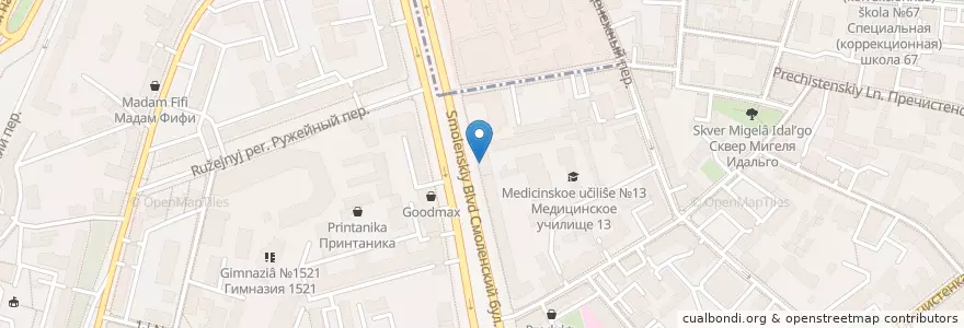 Mapa de ubicacion de My Documents Government Services Center of Khamovniki District en Russia, Central Federal District, Moscow, Central Administrative Okrug, Khamovniki District.