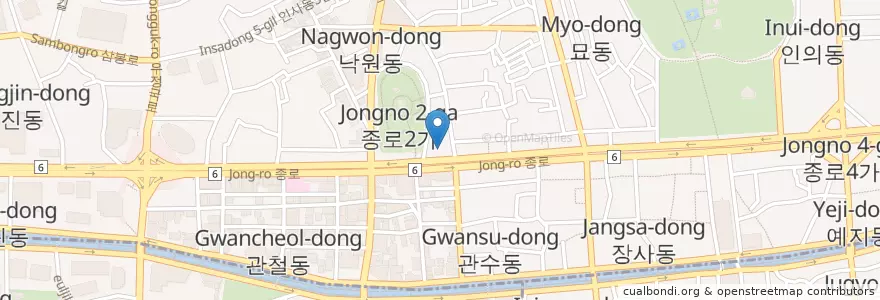 Mapa de ubicacion de Culcom Cafe 24 Hour Coffee Shop en 韩国/南韓, 首尔, 종로1·2·3·4가동.