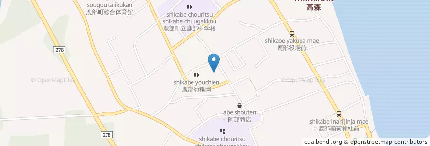 Mapa de ubicacion de 鹿部中央公民館 en 日本, 北海道, 渡岛综合振兴局, 茅部郡, 鹿部町.