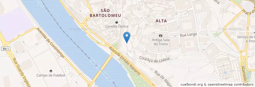 Mapa de ubicacion de Vinharia da Sé en Portugal, Centro, Baixo Mondego, Coímbra, Coímbra, Sé Nova, Santa Cruz, Almedina E São Bartolomeu.