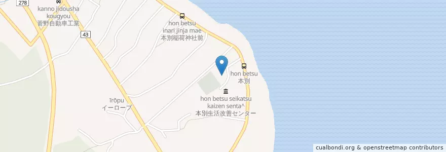 Mapa de ubicacion de 宝光寺 en Japon, Préfecture De Hokkaidō, 渡島総合振興局, 茅部郡, 鹿部町.