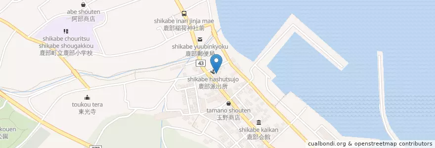 Mapa de ubicacion de 岩井歯科医院 en Japão, 北海道, 渡島総合振興局, 茅部郡, 鹿部町.