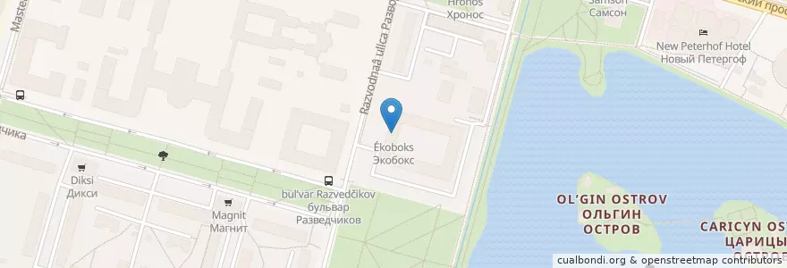 Mapa de ubicacion de Экобокс en Russia, Northwestern Federal District, Leningrad Oblast, Saint Petersburg, Петродворцовый Район, Peterhof.