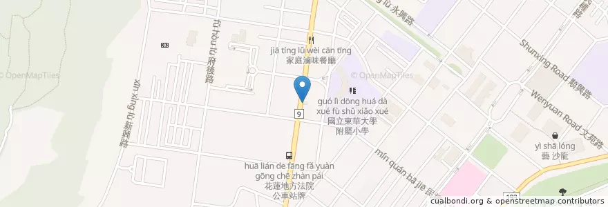 Mapa de ubicacion de 花蓮府前路郵局 en Tayvan, 臺灣省, Hualien, 花蓮市.