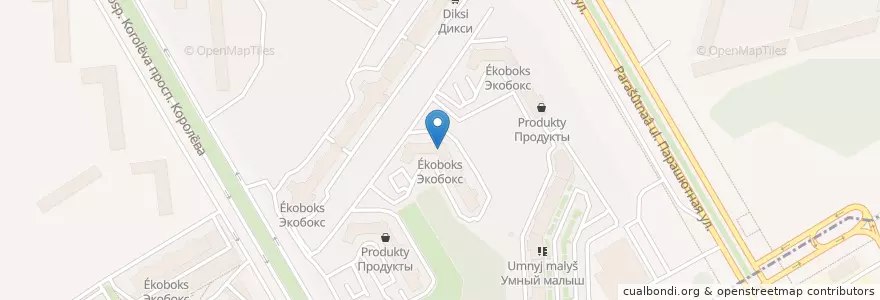Mapa de ubicacion de Экобокс en Russie, District Fédéral Du Nord-Ouest, Oblast De Léningrad, Saint-Pétersbourg, Приморский Район, Округ Коломяги.