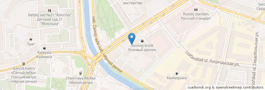 Mapa de ubicacion de Экобокс en Russia, Northwestern Federal District, Leningrad Oblast, Saint Petersburg, Приморский Район, Округ Чёрная Речка.