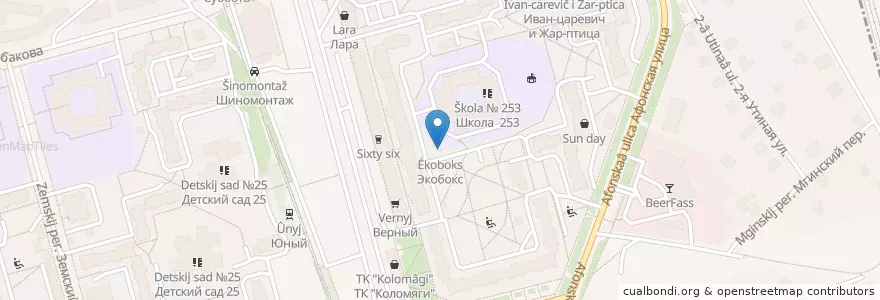 Mapa de ubicacion de Экобокс en Russia, Northwestern Federal District, Leningrad Oblast, Saint Petersburg, Приморский Район, Округ Коломяги.