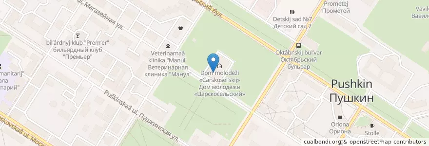 Mapa de ubicacion de Экобокс en Russie, District Fédéral Du Nord-Ouest, Oblast De Léningrad, Saint-Pétersbourg, Пушкинский Район, Пушкин.
