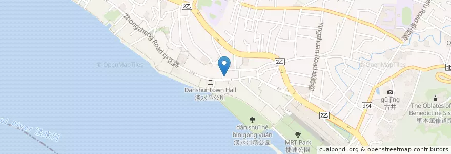Mapa de ubicacion de 丹堤咖啡 en Тайвань, Новый Тайбэй, 淡水區.
