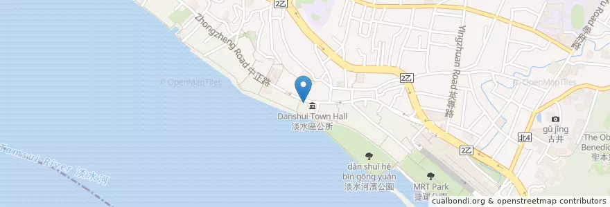 Mapa de ubicacion de 淡水信用合作社 en 臺灣, 新北市, 淡水區.