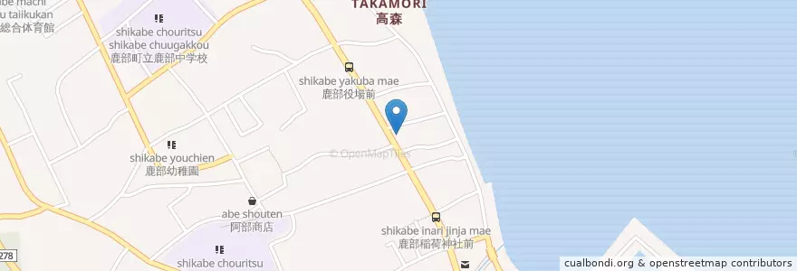 Mapa de ubicacion de 松川商店 en Japan, Präfektur Hokkaido, 渡島総合振興局, 茅部郡, 鹿部町.