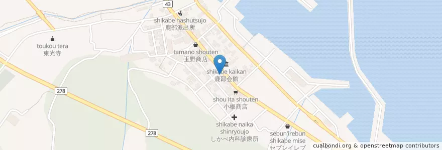 Mapa de ubicacion de 清水石油 en 日本, 北海道, 渡島総合振興局, 茅部郡, 鹿部町.