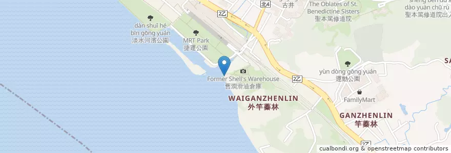 Mapa de ubicacion de 霞客咖啡 en تايوان, تايبيه الجديدة, 淡水區.