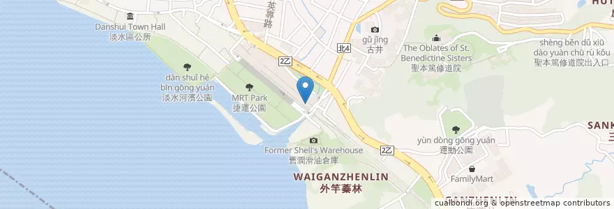 Mapa de ubicacion de 格上租車(電動車) en Taiwan, New Taipei, Tamsui District.