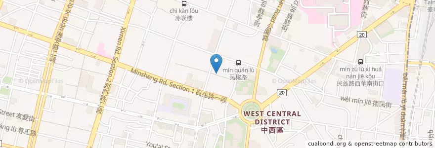 Mapa de ubicacion de 阿霞飯店 en تایوان, 臺南市, 中西區.
