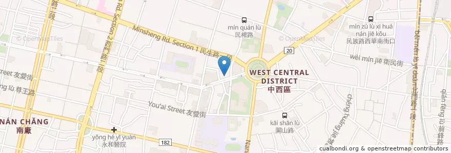Mapa de ubicacion de 度小月擔仔麵 en 臺灣, 臺南市, 中西區.