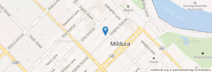 Mapa de ubicacion de Kaffeino en Australie, Victoria, Rural City Of Mildura.