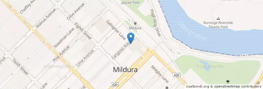 Mapa de ubicacion de Pizza Cafe en オーストラリア, ビクトリア, Rural City Of Mildura.