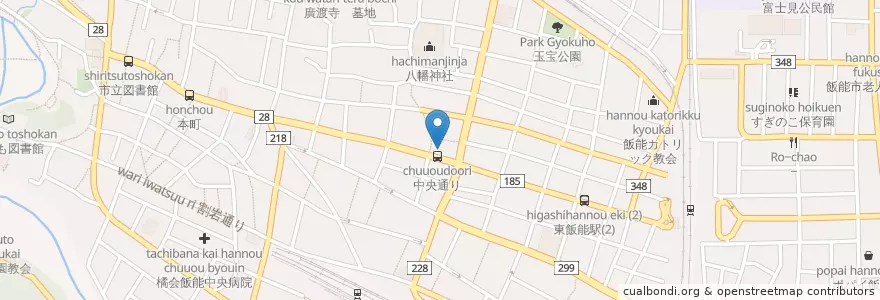 Mapa de ubicacion de 飯能信用金庫 en Japón, Prefectura De Saitama, 飯能市.