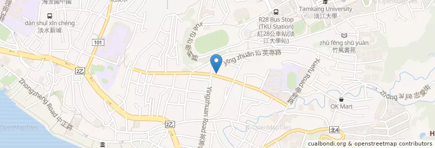 Mapa de ubicacion de 水源臨時停車場 en تایوان, 新北市, 淡水區.