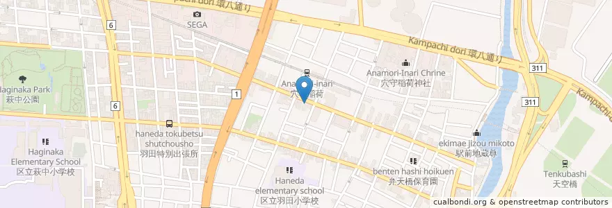 Mapa de ubicacion de B2B 羽田整骨院 en Japan, 東京都, 大田区.