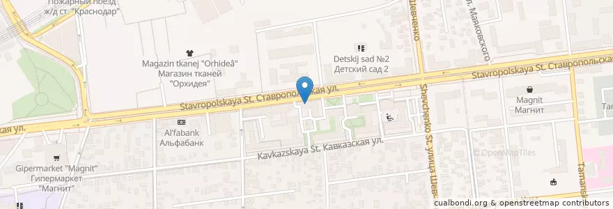 Mapa de ubicacion de Краснодар 350001 en Russia, South Federal District, Krasnodar Krai, Krasnodar Municipality.