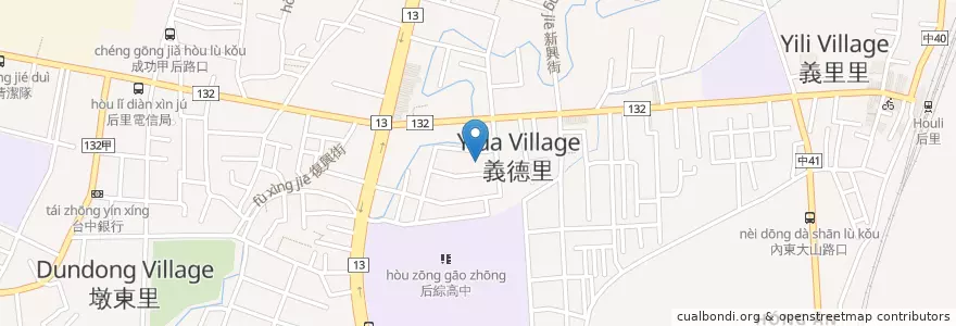 Mapa de ubicacion de 后里夜市 en 台湾, 台中市, 后里区.