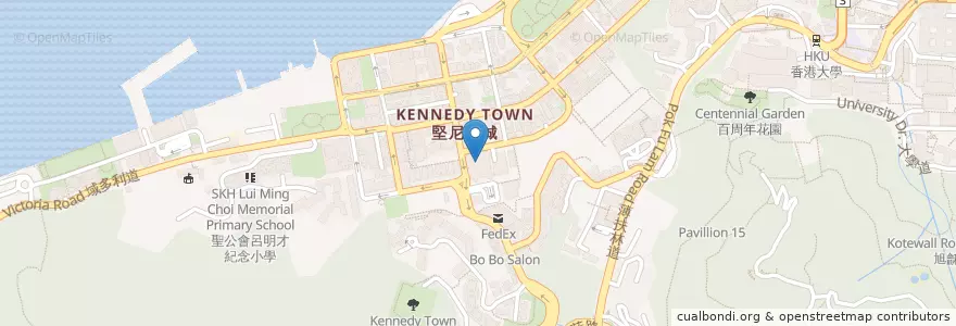 Mapa de ubicacion de 士美非路街市熟食中心 Smithfield Market Cooked Food Centre en 중국, 광둥성, 홍콩, 홍콩섬, 신제, 中西區 Central And Western District.