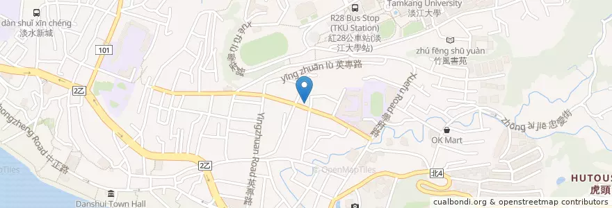 Mapa de ubicacion de 謝謝魷魚羹 en Taiwán, Nuevo Taipéi, 淡水區.