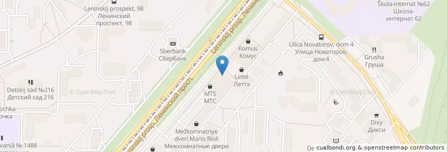 Mapa de ubicacion de Сбербанк en Russie, District Fédéral Central, Moscou, Юго-Западный Административный Округ, Обручевский Район.