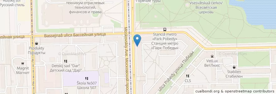 Mapa de ubicacion de Альфа-Банк en Russland, Föderationskreis Nordwest, Oblast Leningrad, Sankt Petersburg, Moskauer Rajon, Округ Московская Застава.