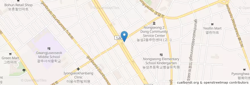 Mapa de ubicacion de 광주건강관리협회주차장 en Zuid-Korea, Jeollanam-Do, Gwangju, 서구.