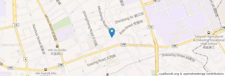 Mapa de ubicacion de 貝里斯義大利麵 en 台湾, 桃園市, 桃園区.