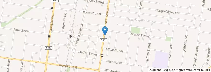 Mapa de ubicacion de Pizza Man On High en Australia, Victoria, City Of Darebin.