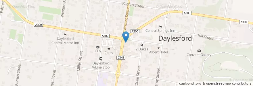 Mapa de ubicacion de Royal Hotel en Australia, Victoria, Shire Of Hepburn.