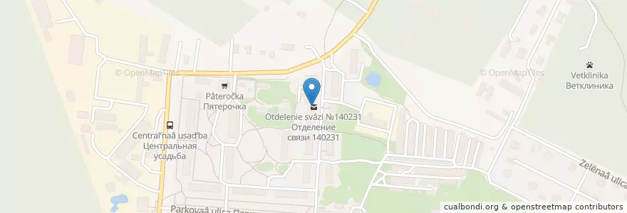 Mapa de ubicacion de Отделение связи №140231 en Rússia, Distrito Federal Central, Oblast De Moscou, Городской Округ Воскресенск.