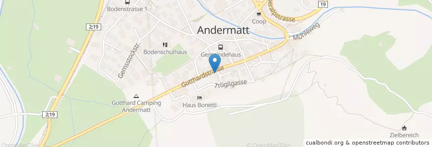Mapa de ubicacion de Bären restaurant & rooms en سوئیس, Uri, Korporation Ursern, Andermatt.
