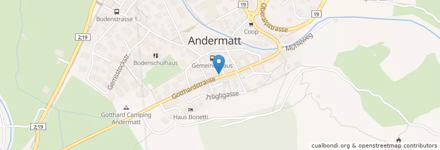Mapa de ubicacion de Hotel zur Sonne en سوئیس, Uri, Korporation Ursern, Andermatt.