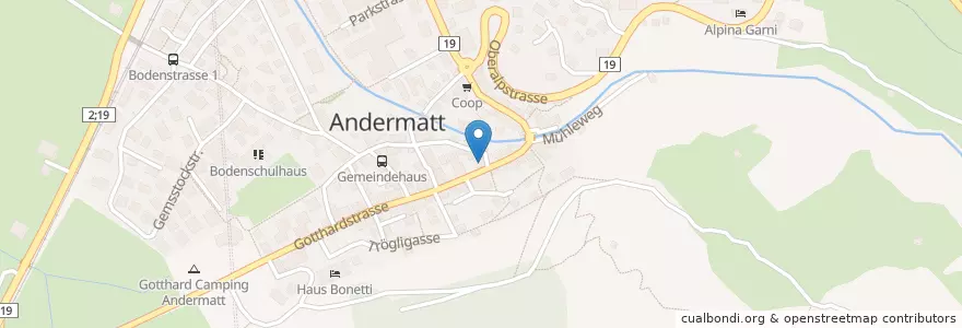 Mapa de ubicacion de Gotthard en سويسرا, Uri, Korporation Ursern, Andermatt.