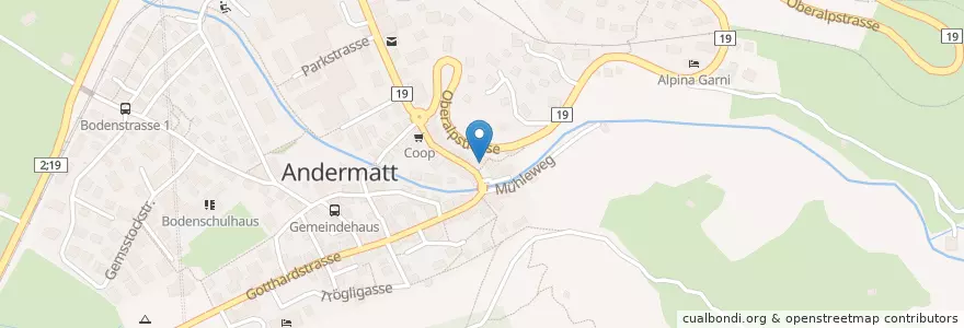 Mapa de ubicacion de Spycher en Suisse, Uri, Korporation Ursern, Andermatt.