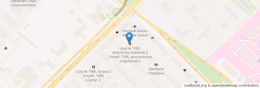Mapa de ubicacion de Лицей № 1586, дошкольное отделение 2 en Russia, Distretto Federale Centrale, Москва, Западный Административный Округ, Район Раменки.