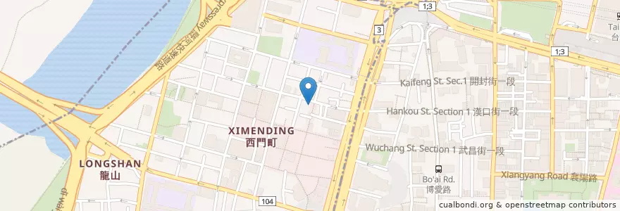 Mapa de ubicacion de 源士林粥品西門分號 en 臺灣, 新北市, 臺北市, 萬華區.