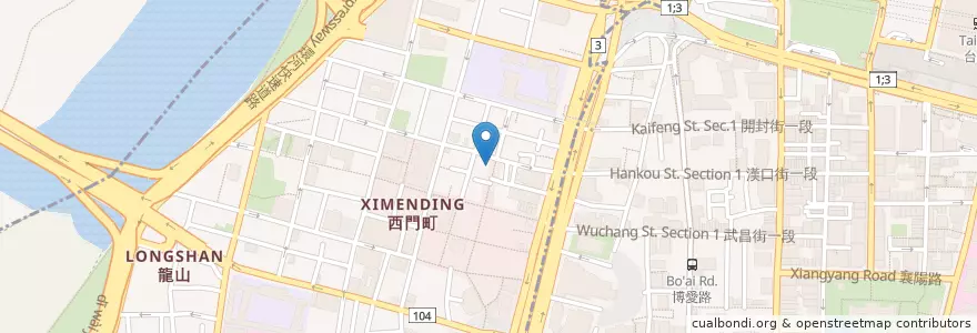 Mapa de ubicacion de 醬香紹子麵 en 臺灣, 新北市, 臺北市, 萬華區.