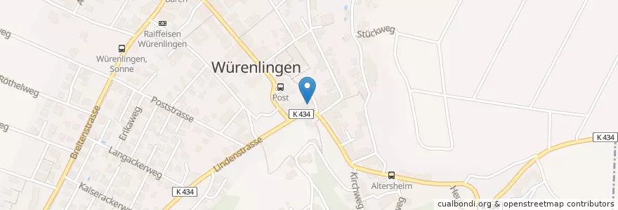 Mapa de ubicacion de Hotel Restaurant zum Sternen en سويسرا, Aargau, Bezirk Baden, Würenlingen.