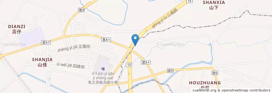Mapa de ubicacion de 台亞石油 en 타이완, 타이완성, 먀오리 현, 주난진.