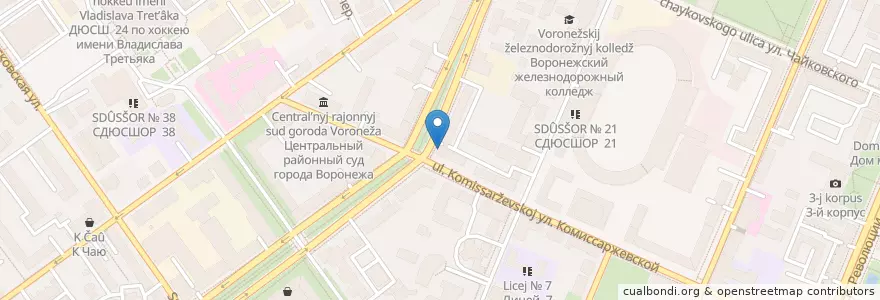 Mapa de ubicacion de Аптека №217 en Russie, District Fédéral Central, Oblast De Voronej, Городской Округ Воронеж.