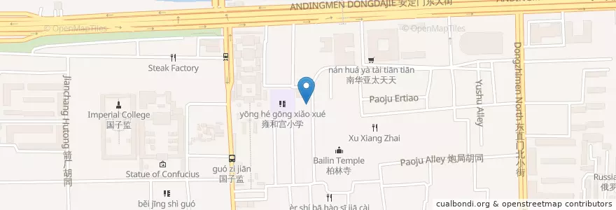 Mapa de ubicacion de 锅儿挑 en 중국, 베이징시, 허베이성, 东城区.