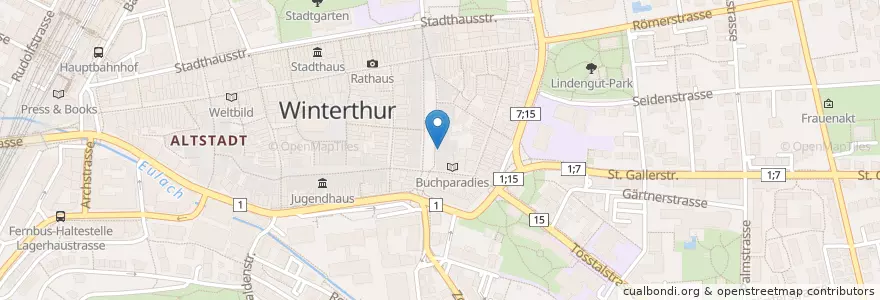 Mapa de ubicacion de Loge en Svizzera, Zurigo, Bezirk Winterthur, Winterthur.