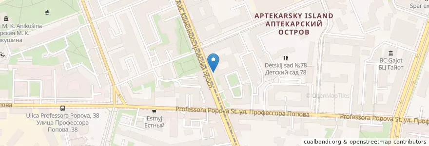 Mapa de ubicacion de Sberbank en Russia, Northwestern Federal District, Leningrad Oblast, Saint Petersburg, Petrogradsky District, Округ Аптекарский Остров.
